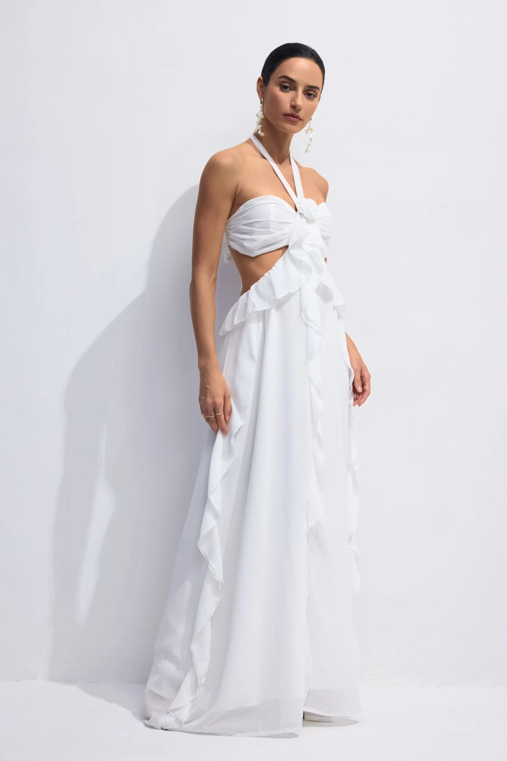 Ophelia Ruffle flower Cutout Maxi Dress