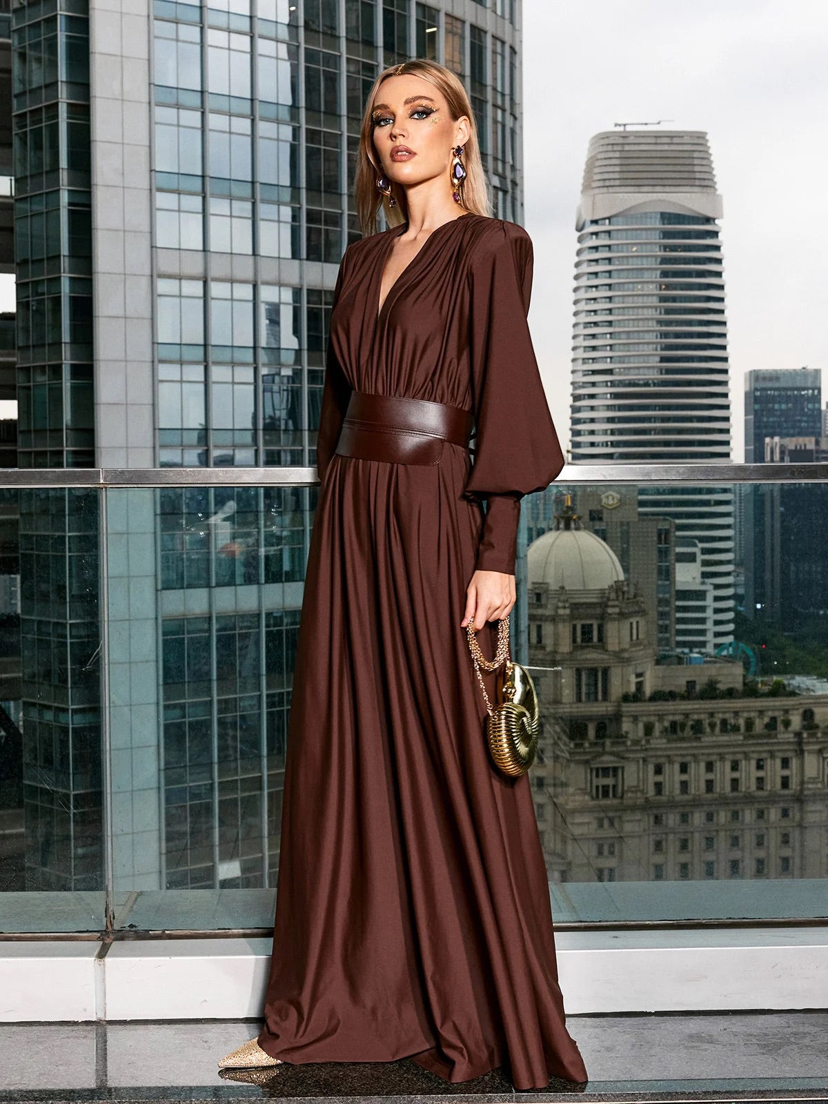 Annabel belted maxi dress