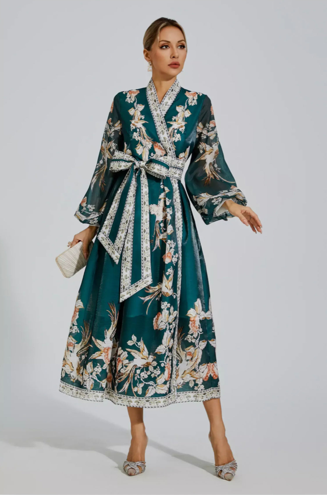 Miley green floral maxi dress