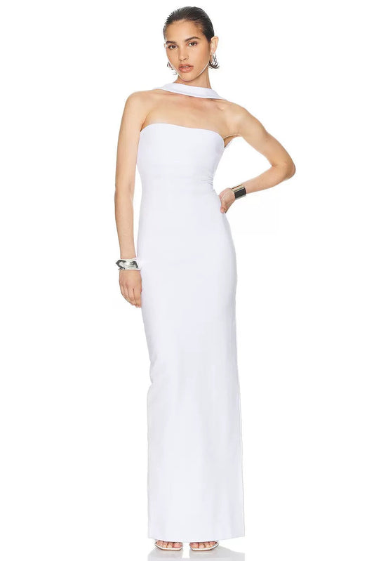 Bandage white maxi dress