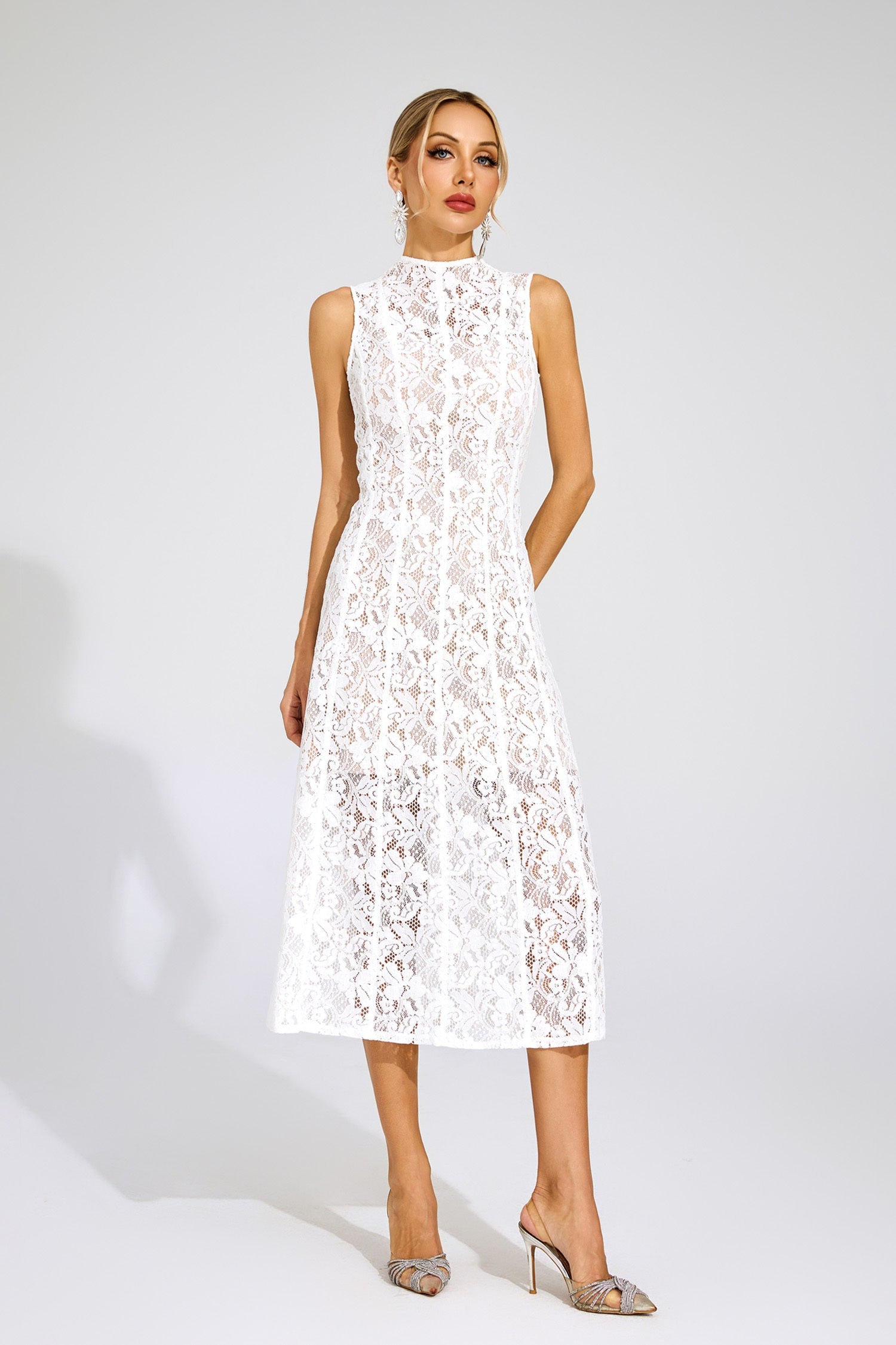 Noelle Sleeveless Lace Midi Dress