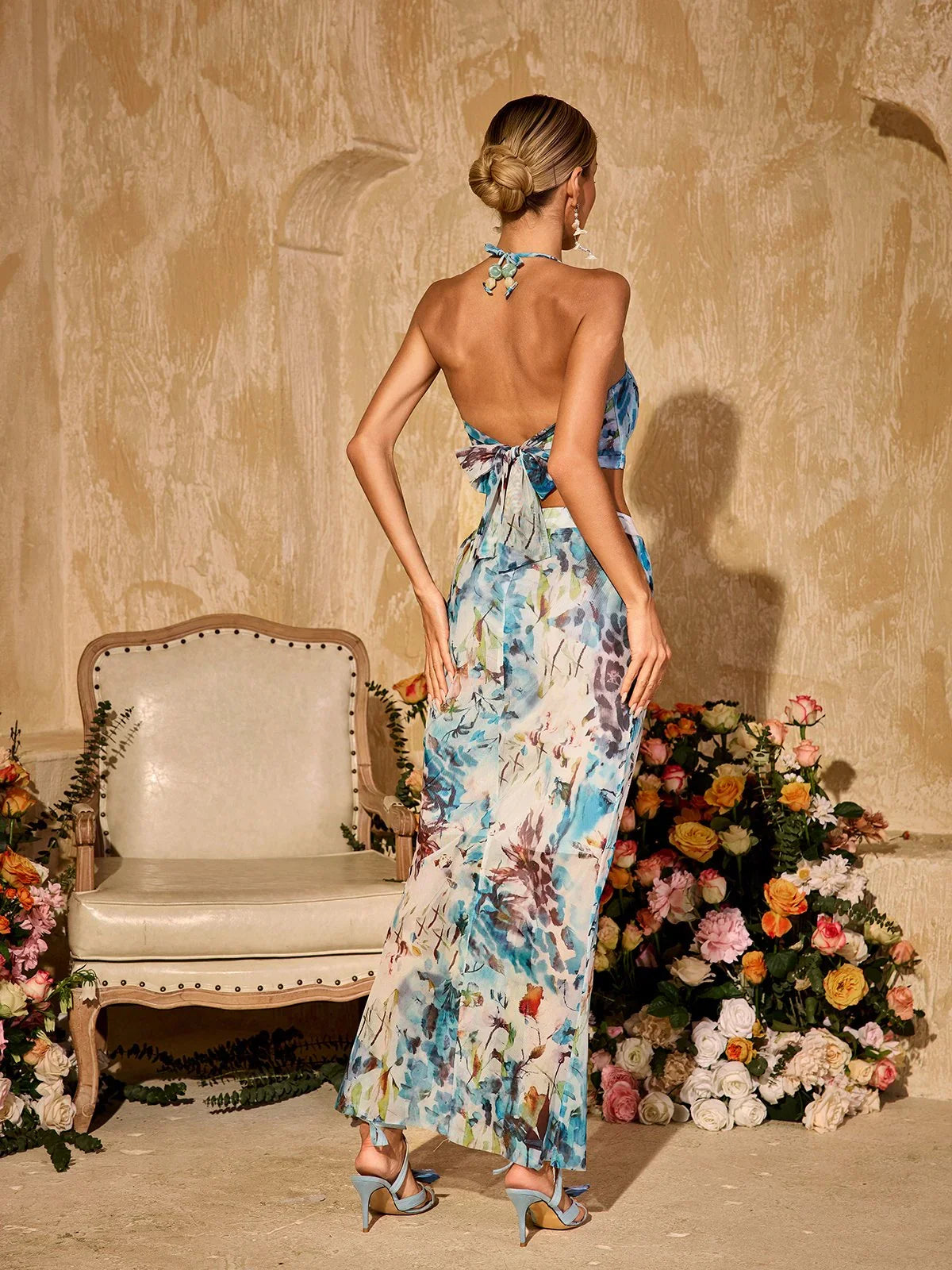 Aquarelle Cut-Out Maxi Dress