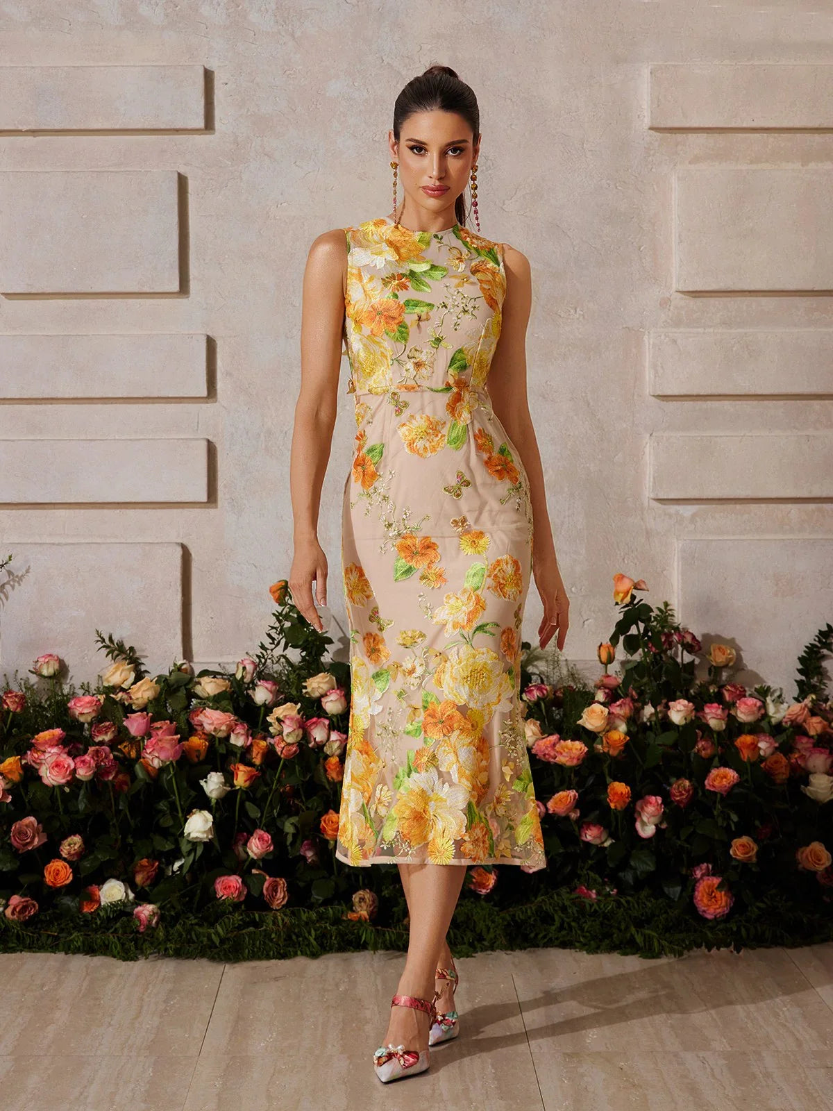 Solana Flower Midi Dress