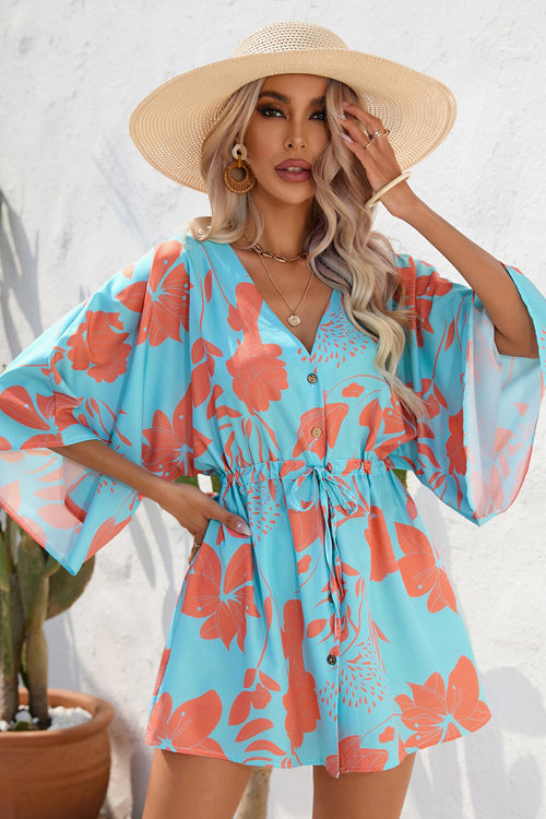 Lost To Love Printed Button Down Mini Dress - 5 Colors Light Blue