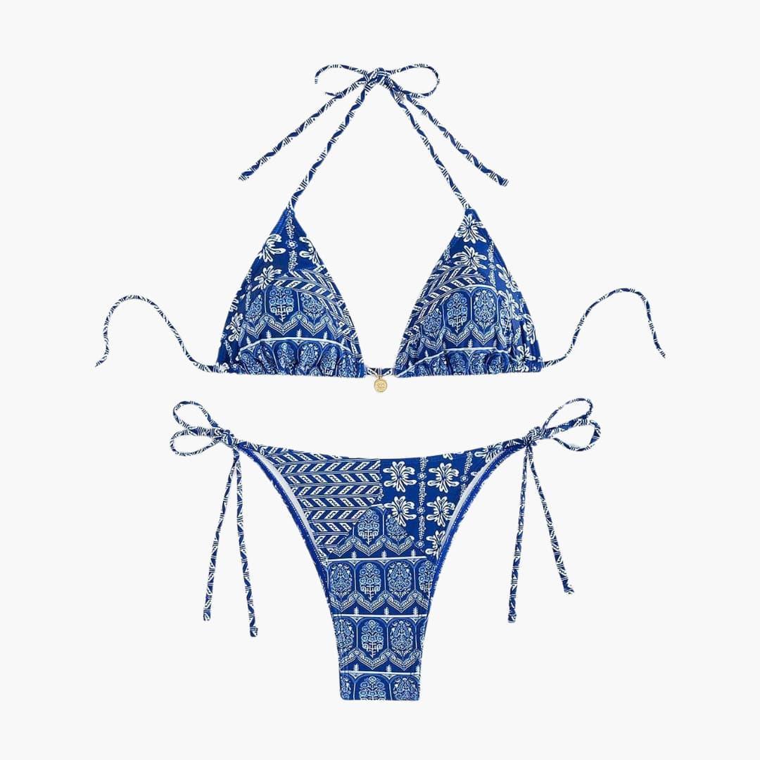 Boho Bikini Set for Women - Adjustable Triangle Tie Swimsuit