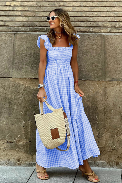 Good Feelings Ruffled Babydoll Maxi Dress - 4 Colors Sky Blue