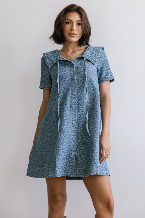Moment Maker Leopard Print Denim Mini Dress - 2 Colors