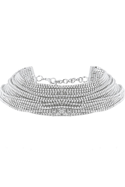 Layered Brilliant Choker Silver