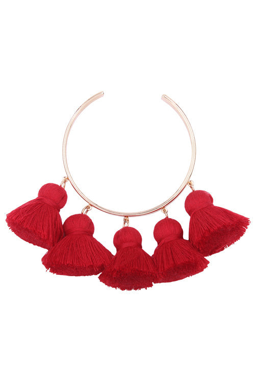 Fringe Chic Metallic Bracelet Red