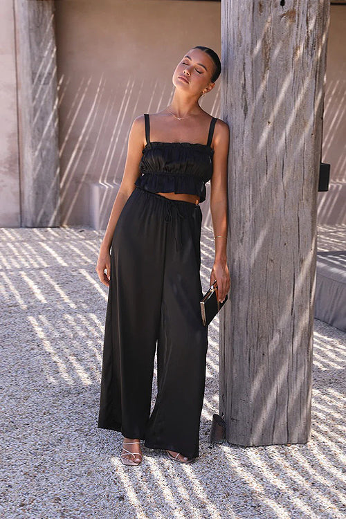 Set for Paradise Sleeveless Wide-Leg Two-Piece Set - 5 Colors Black