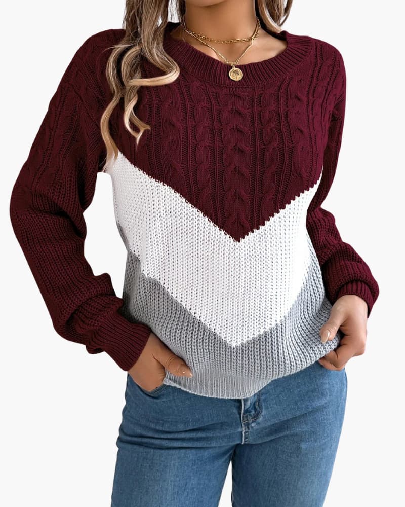 Evie | Chevron Cable-Knit Sweater