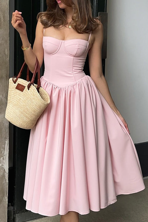 Distinctive Charm Sleeveless Midi Dress - 6 Colors Light Pink