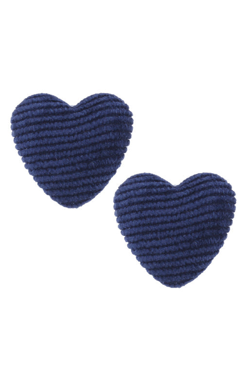 Heart Downy Lovely Earrings Deep Blue