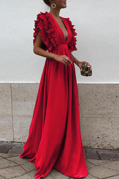 Vine and Dandy Elegant Maxi Dress - 6 Colors Red