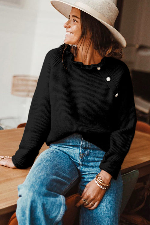 Write Me A Poem Button Up Sweater - 4 Colors Black
