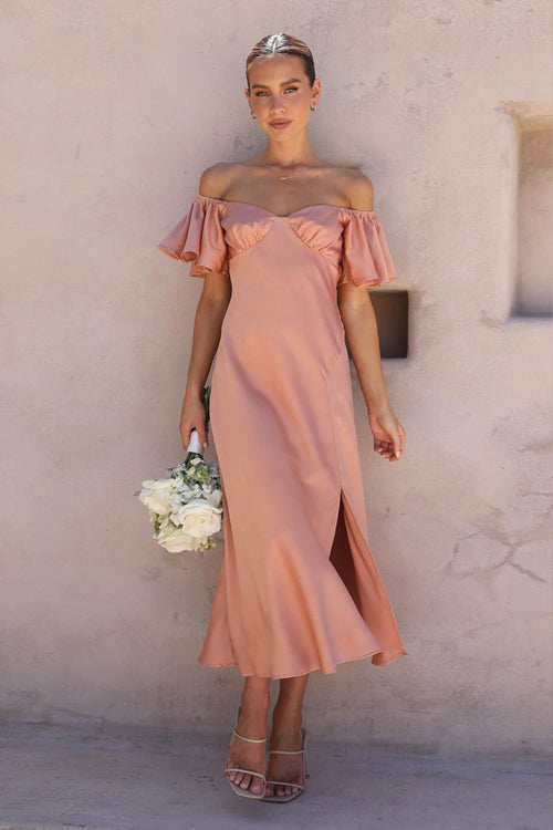 Won Your Heart Stain Short Sleeve Midi Dress - 5 Colors Pink