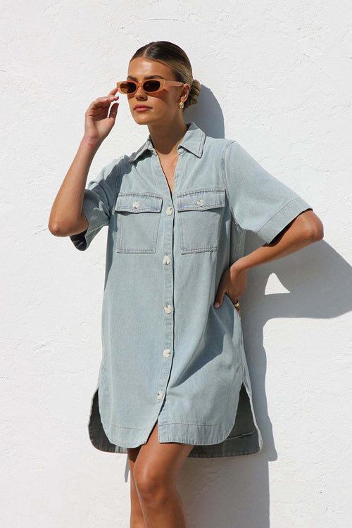 Popular Cutie Short Sleeve Denim Mini Dress