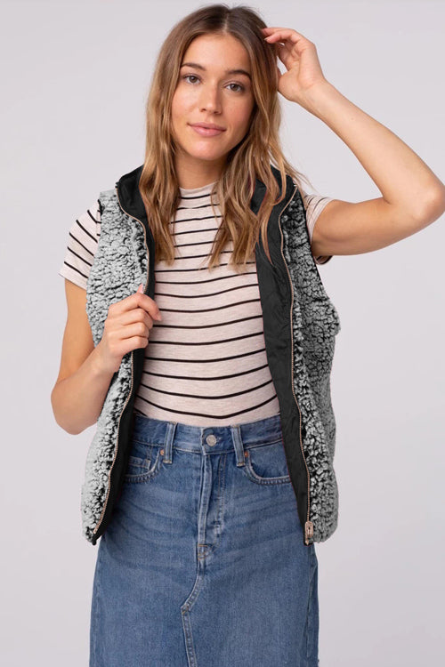 No Chill Comfort Reversible Teddy Vest - 4 Colors Black
