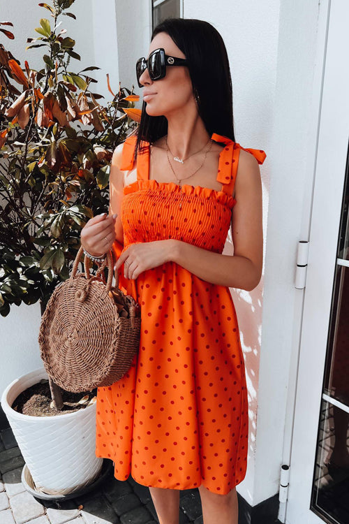 Treat Yourself Floral Print Bowknot Mini Dress - 3 Colors Orange