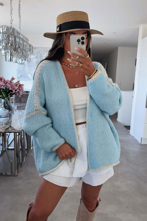 Easy Introductions Knit Cardigan Sweater - 7 Colors Light Blue