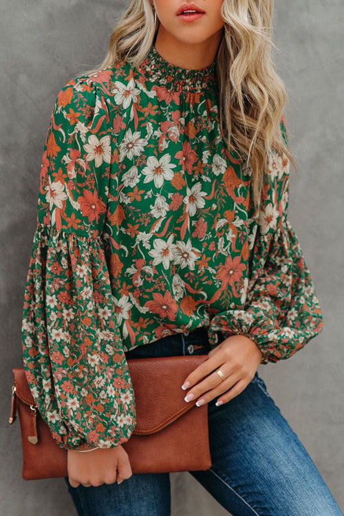 Vacay Dreams Floral Print Smocked Top - 2 Colors Green
