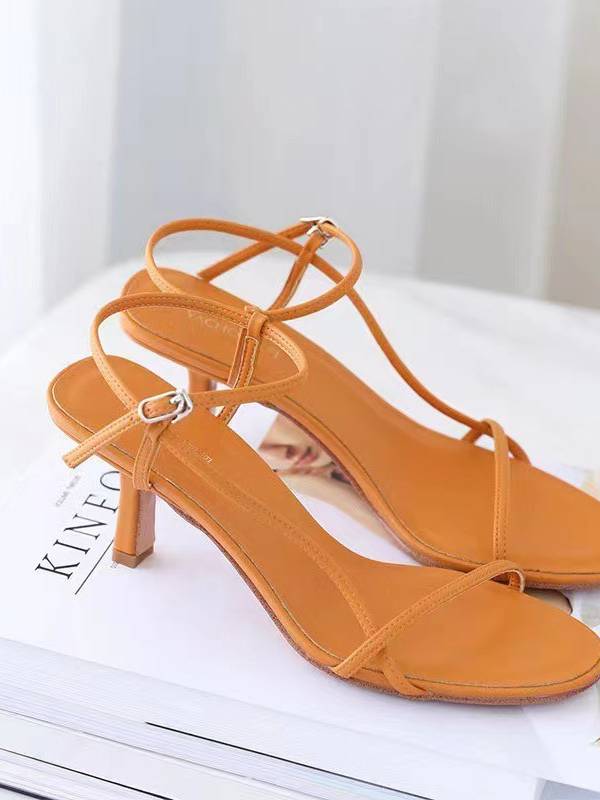 Minimalist Thin-strap High-heeled Sandals Orange