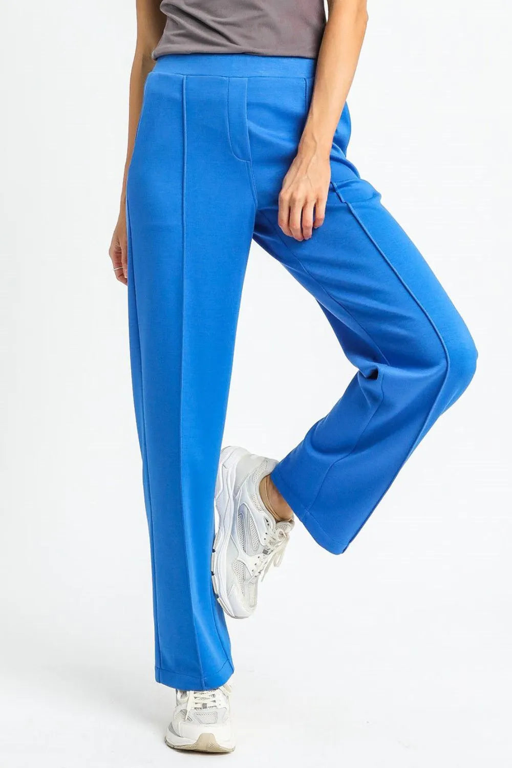 Sky Blue Luxe High Rise Wide Leg Pants