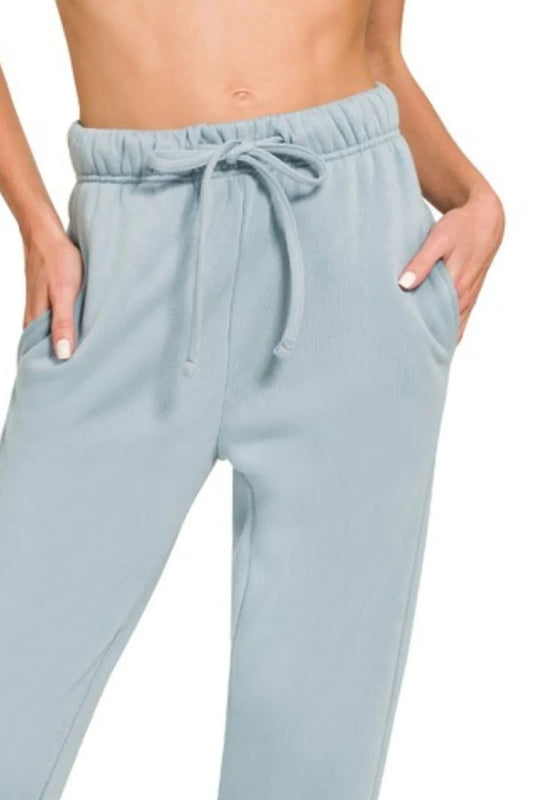 Blue Grey Fleece Jogger Sweatpants – Cozy With Pockets