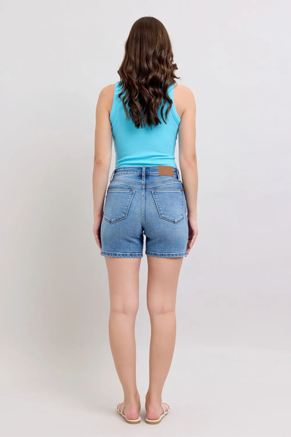 Plus Size Denim Shorts (S–3XL) | 2-Button Stretch Shorts