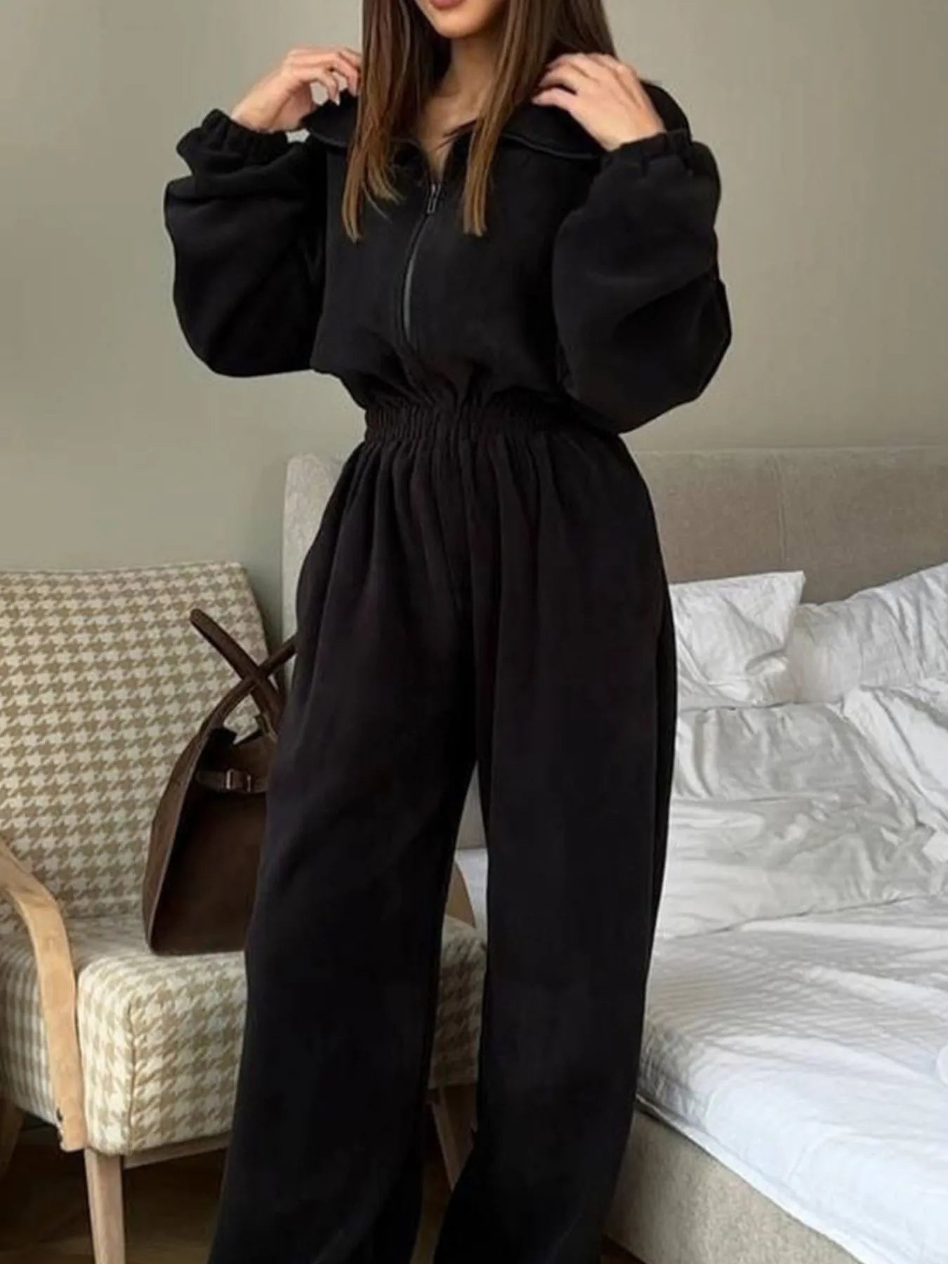 Women's Jumpsuit Zip Front Long Sleeve