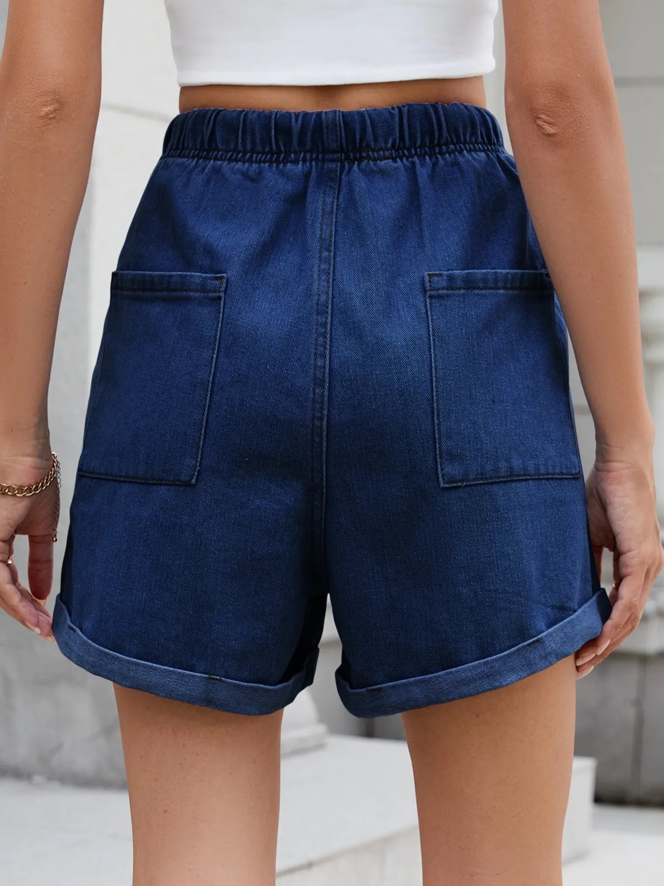 Chill Wash Drawstring Denim Shorts