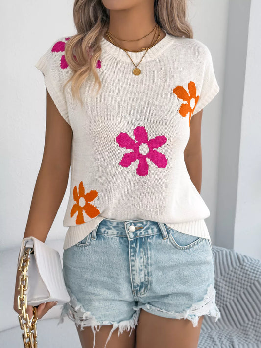 Flower Round Neck Sweater