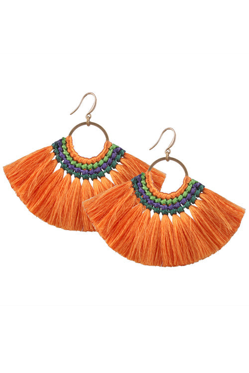 Tassel Drop Sector Earrings Orange