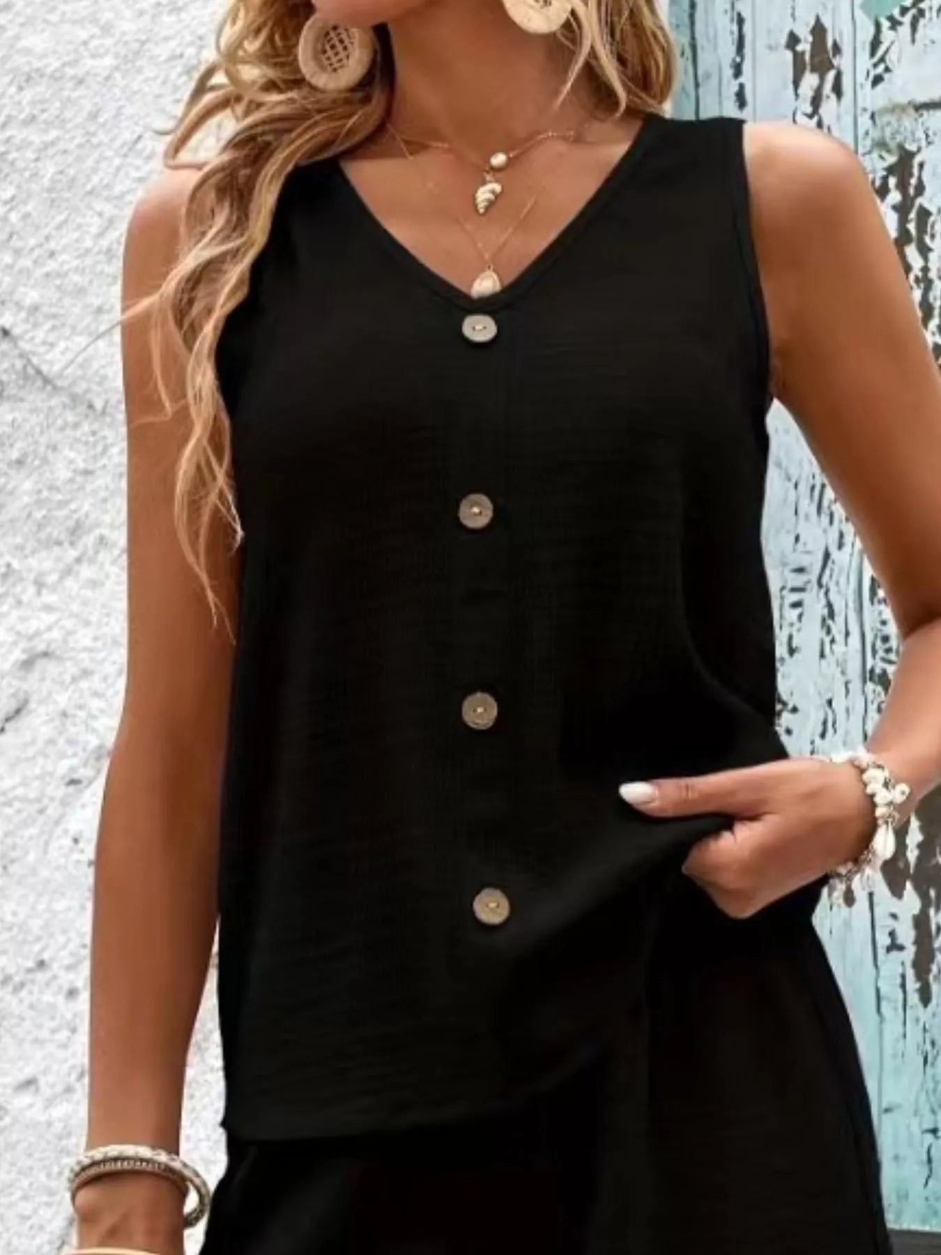 V-Neck Tank Top and Shorts Set