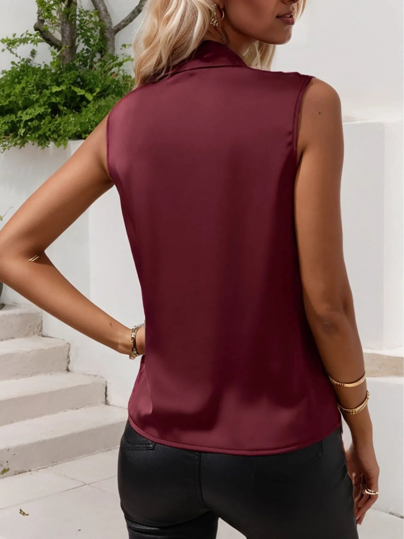 Surplice Sleeveless Top – Ruched, Effortless Chic