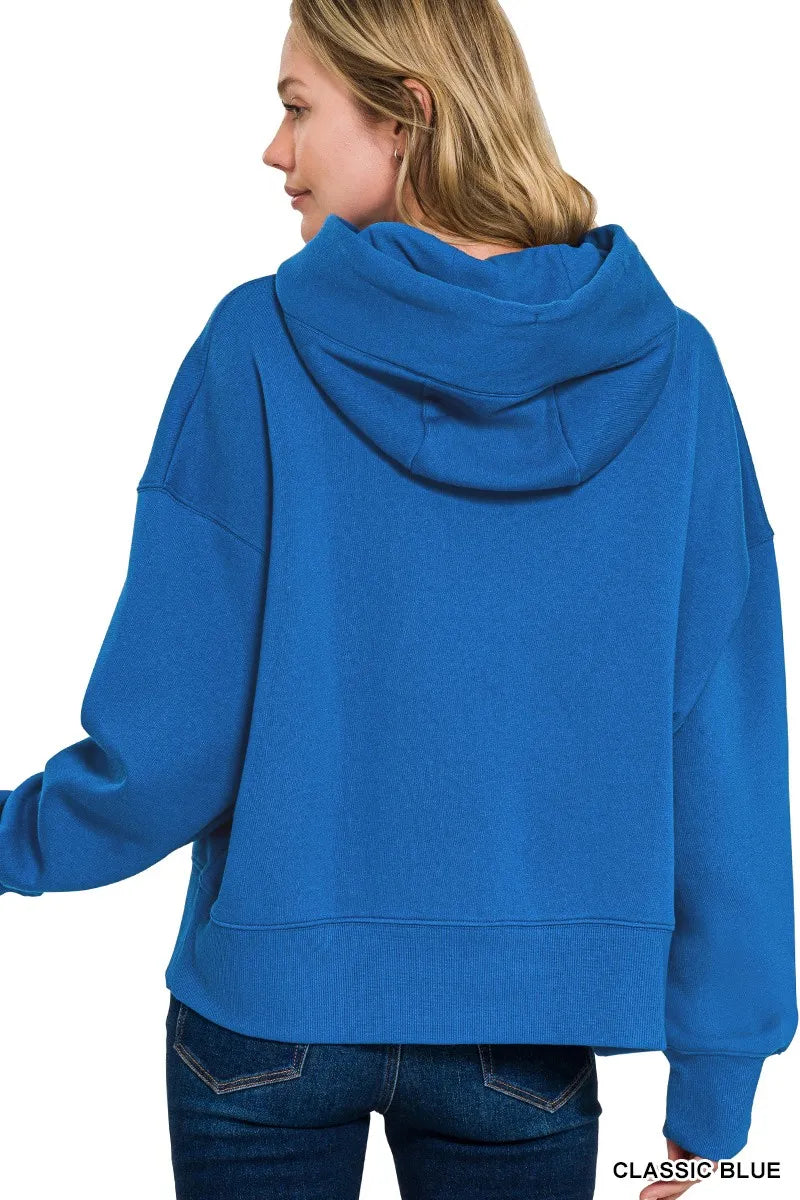 Classic Blue Fleece Kangaroo Pocket Hoodie