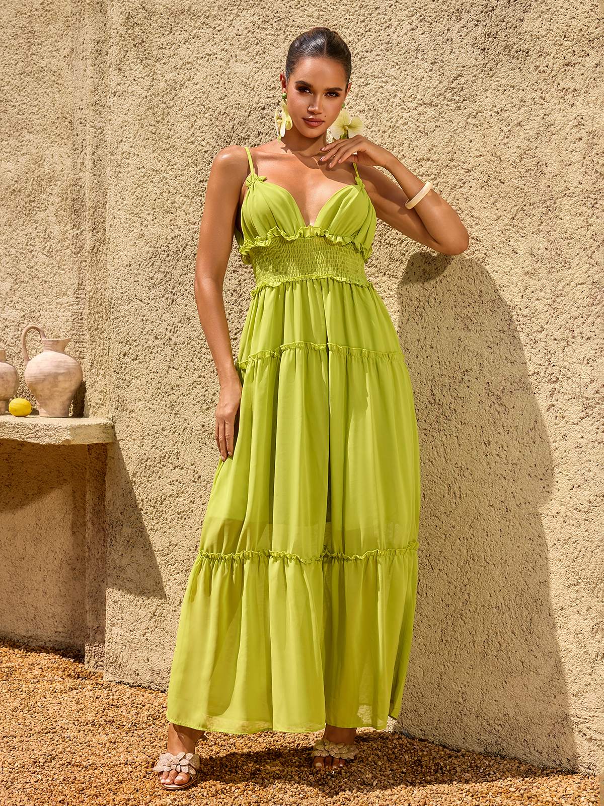 Lime Sorbet Tiered Maxi Dress