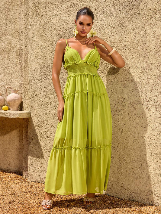 Lime Sorbet Tiered Maxi Dress