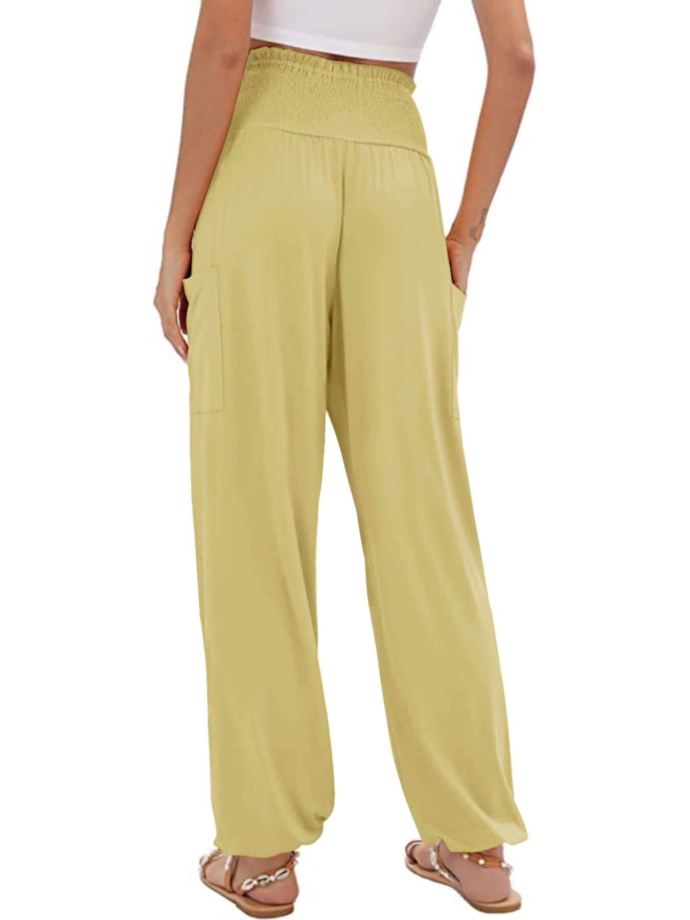 Smocked Waist Harem Pants with Pockets Size Inclusive (S to 5XL)
