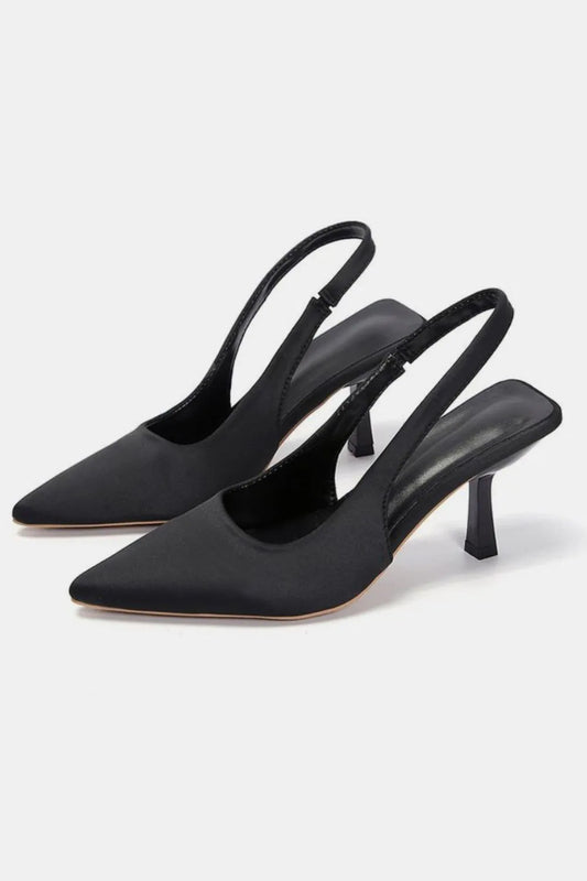PU Leather Point Toe Pumps Black