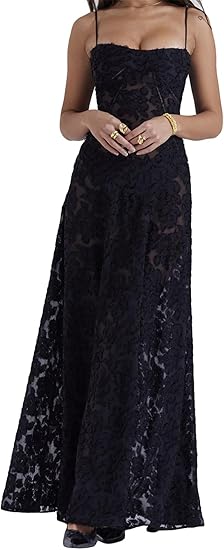 Floral Tie-Back Maxi Dress - Black