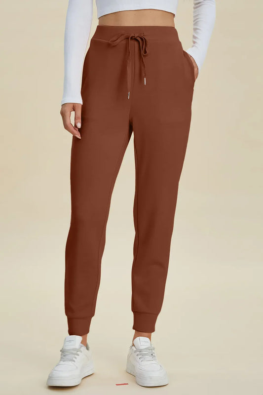 High Waist Air Scuba Joggers – Full Size Drawstring Lounge Pants for Women