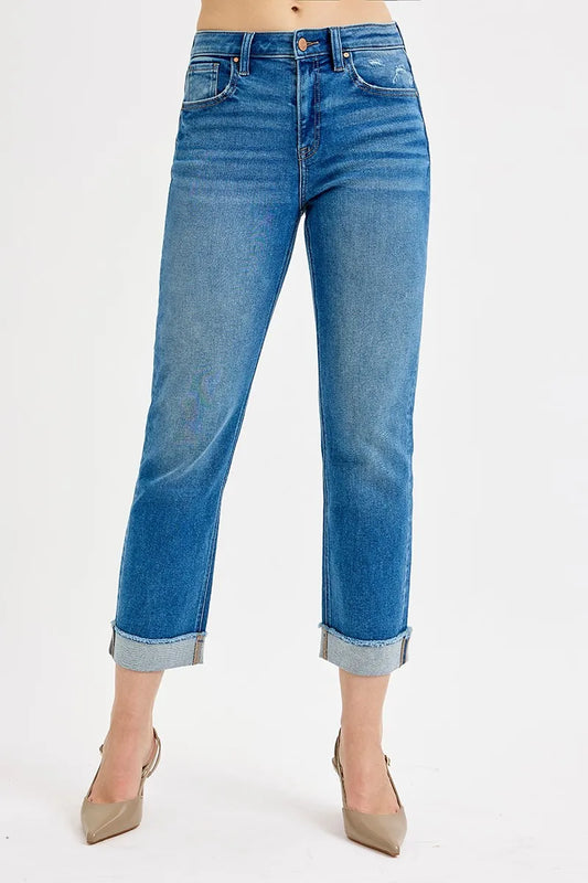 Boyfriend Fit High Waist Ankle Jeans – Plus Size