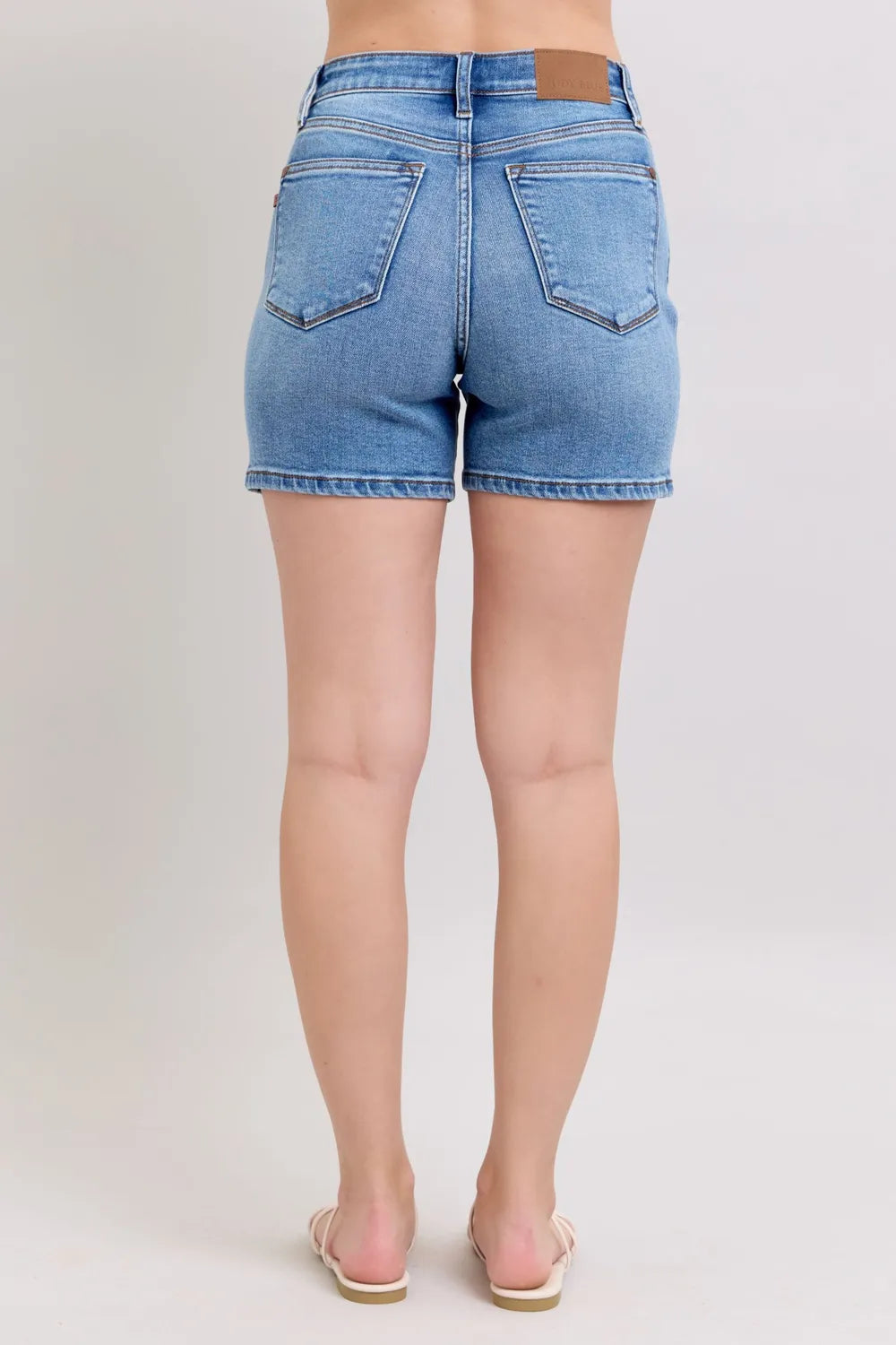 Plus Size Denim Shorts (S–3XL) | 2-Button Stretch Shorts