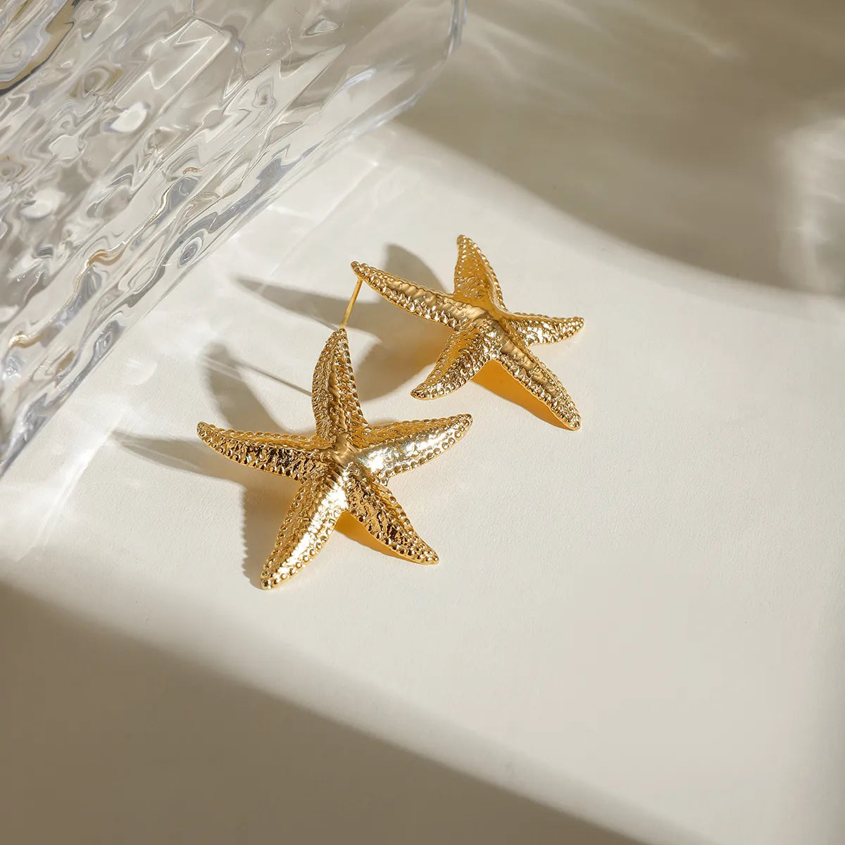 Gold Starfish Stud Earrings – 18K Plated