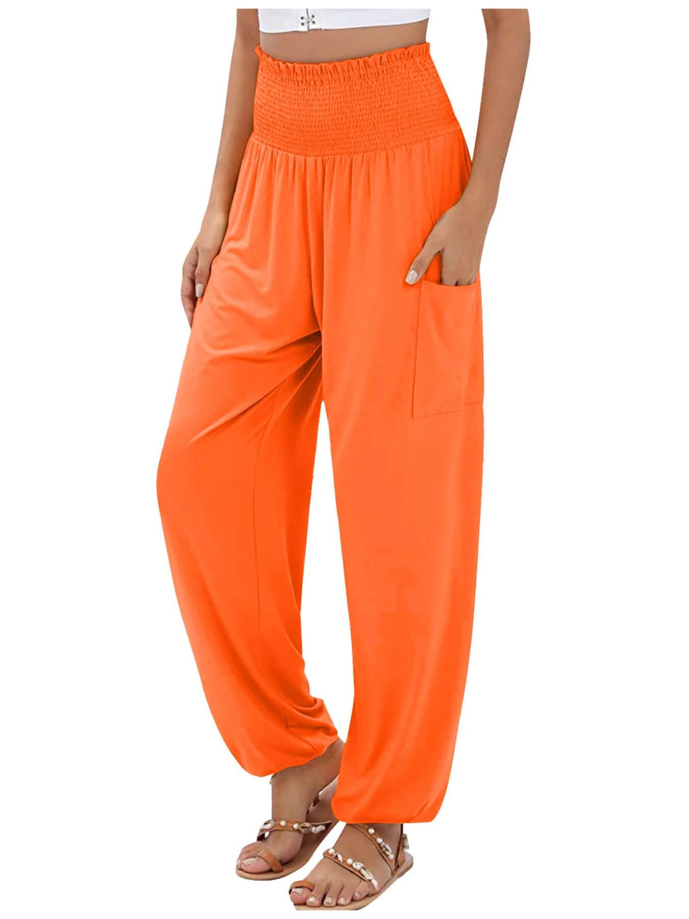 Smocked Waist Harem Pants with Pockets Size Inclusive (S to 5XL)