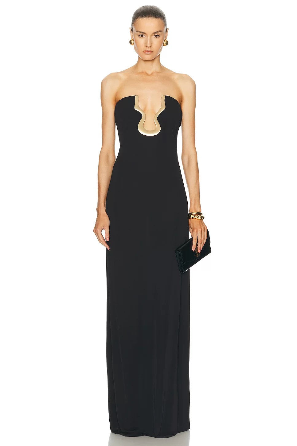 Strapless bandage black maxi dress