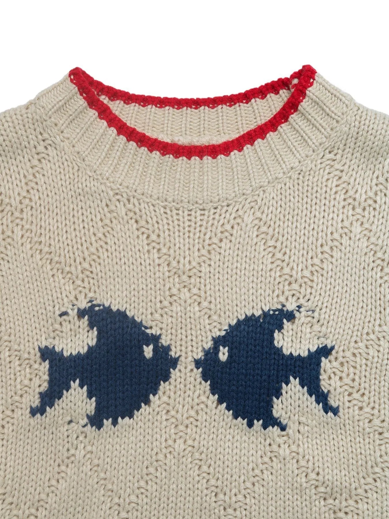 Fish Pattern Round Neck Sweater