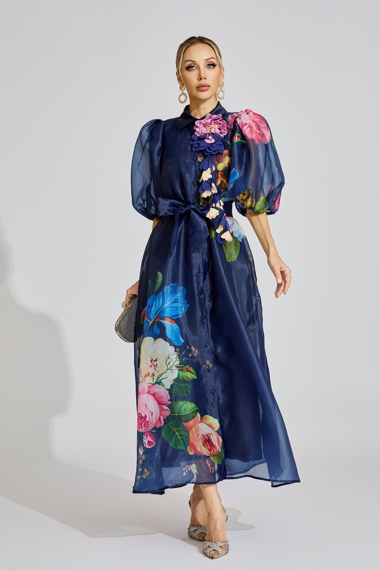 Flora Royale 3D Organza Maxi Dress