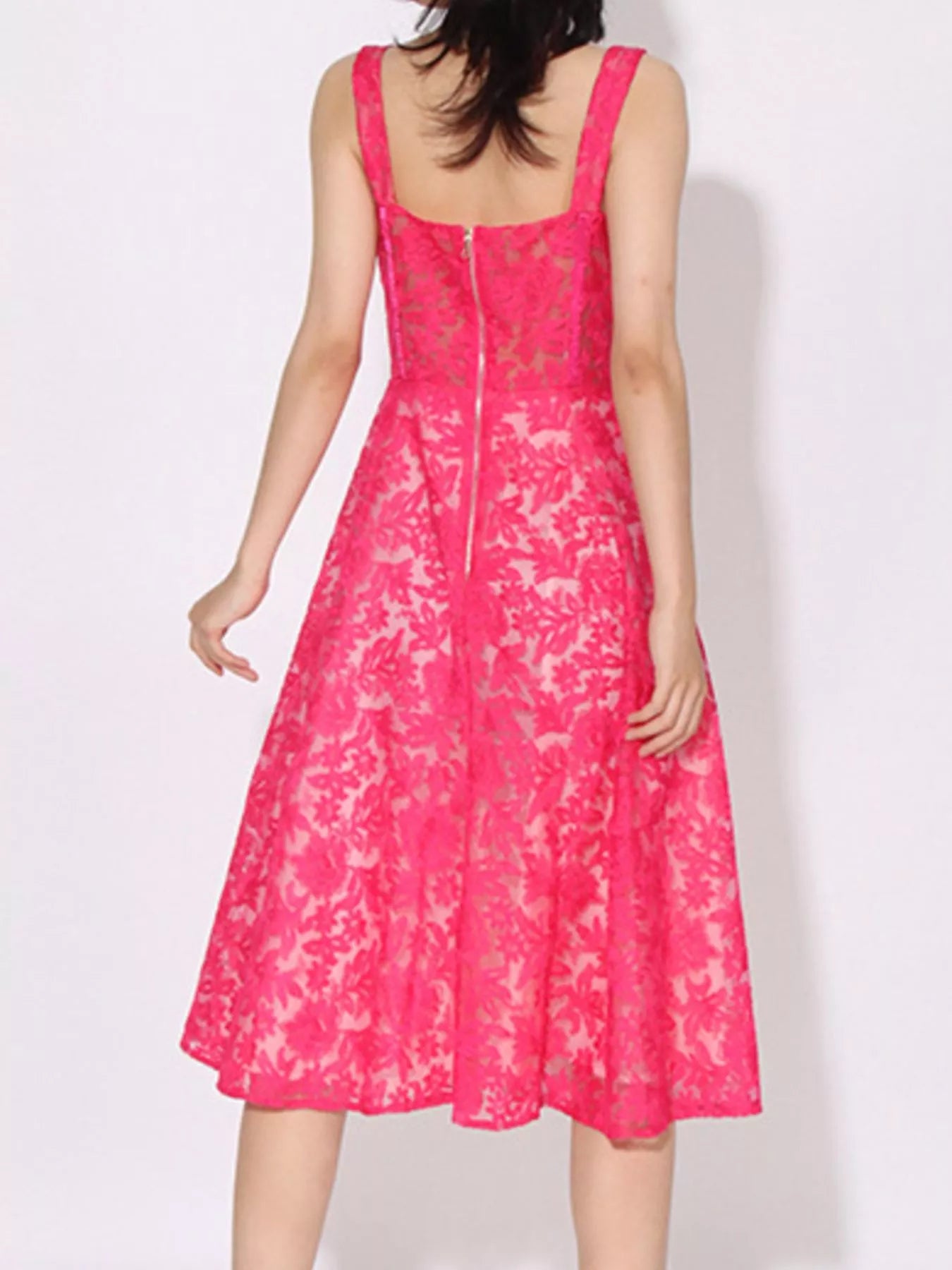 Rose Red Lace Sweetheart Neck Cami Dress – Romantic Sleeveless Mini Dress for Women